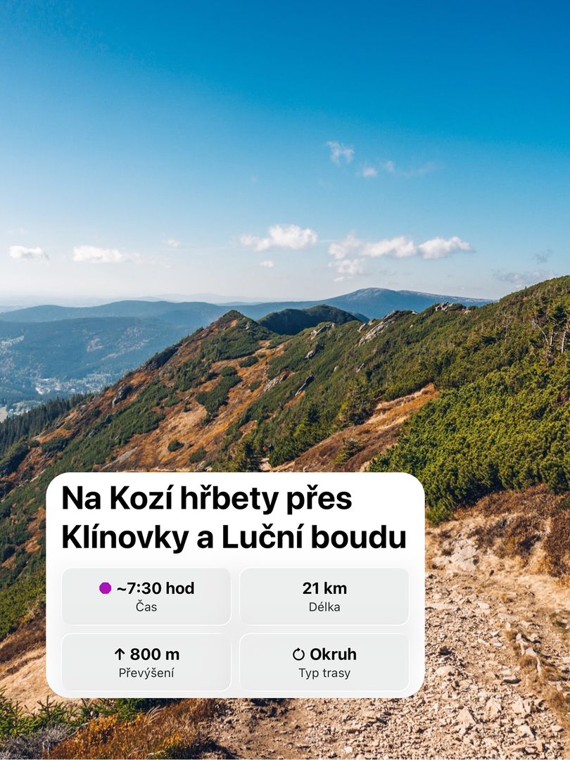 Na Kozí hřbety přes Klínovky a Luční boudu, 21 km