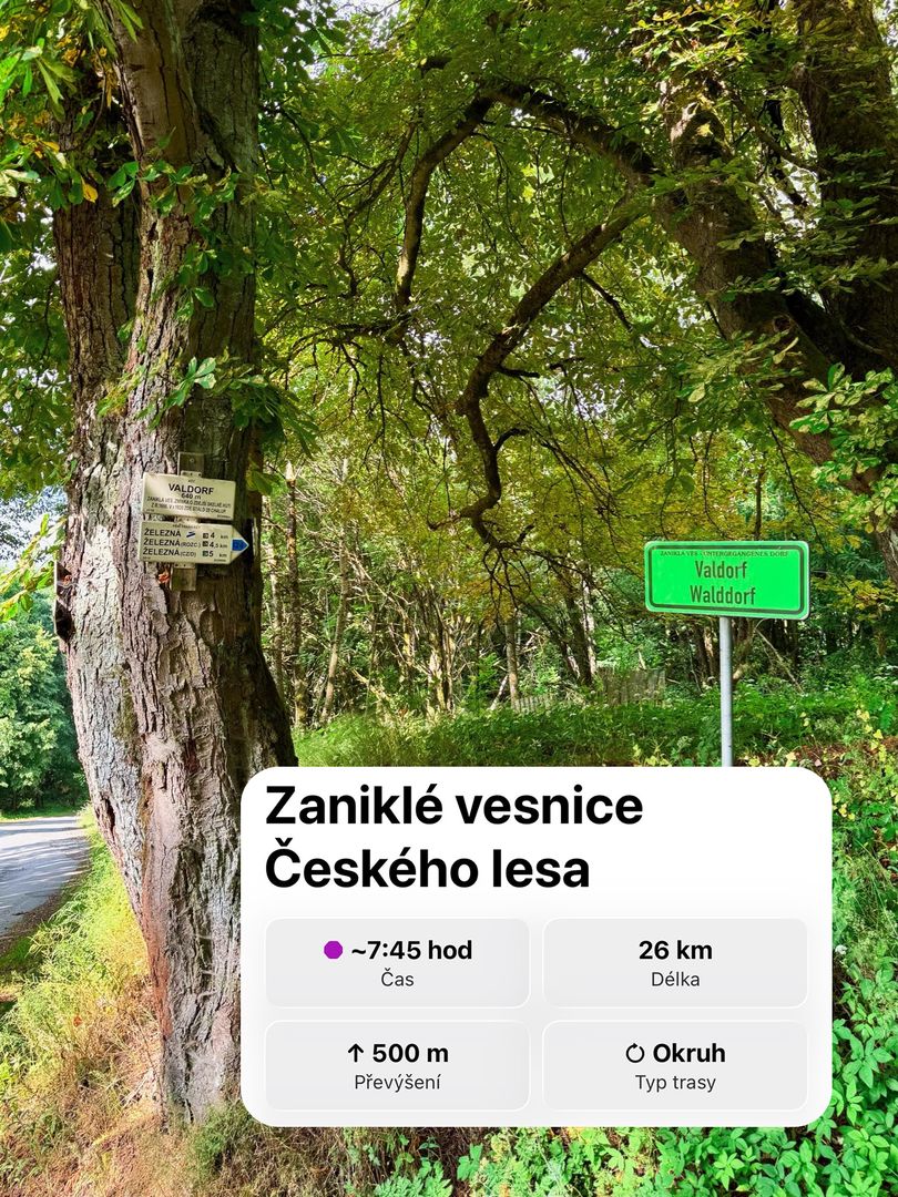 Zaniklé vesnice Českého lesa, 26 km