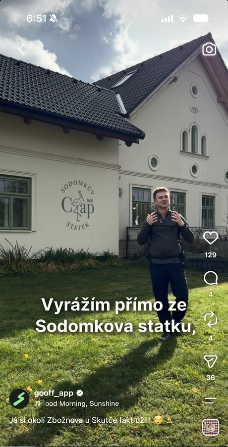 Reel ze Sodomkova statku na Instagramu GoOff